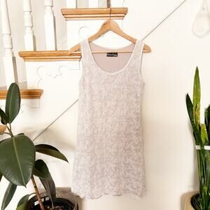 Danive Mode Italy White Floral Lace Sleeveless Sheath Dress Size IT 44